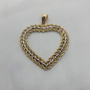 14k Michael Anthony White & Yellow Gold Pendant Heart Charm Vintage
